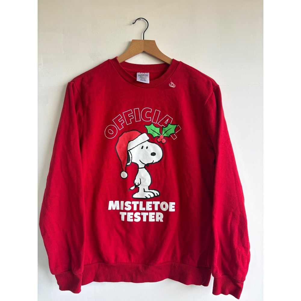 Peanuts Snoopy Christmas Sweatshirt Red Official Mistletoe Tester Medium